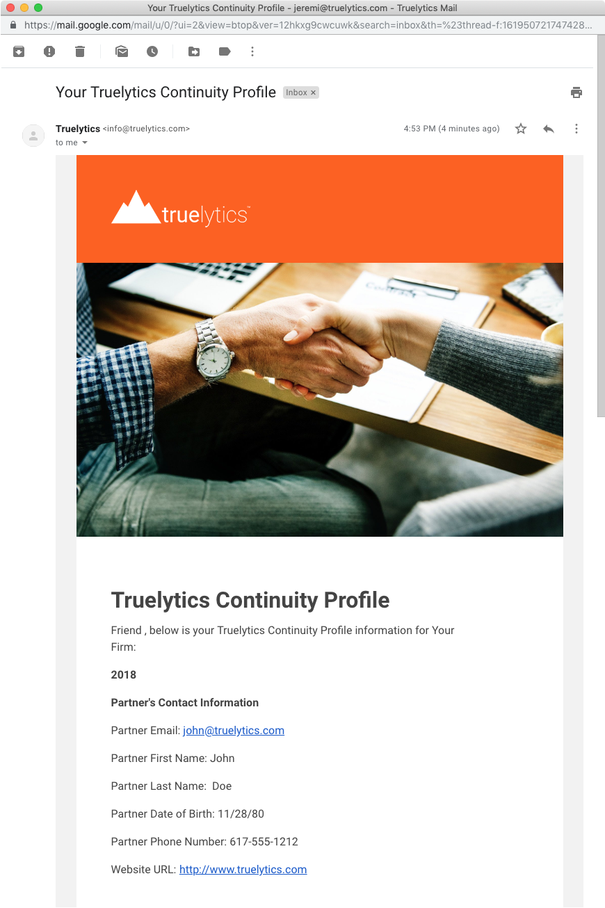 Continuity Profile Email